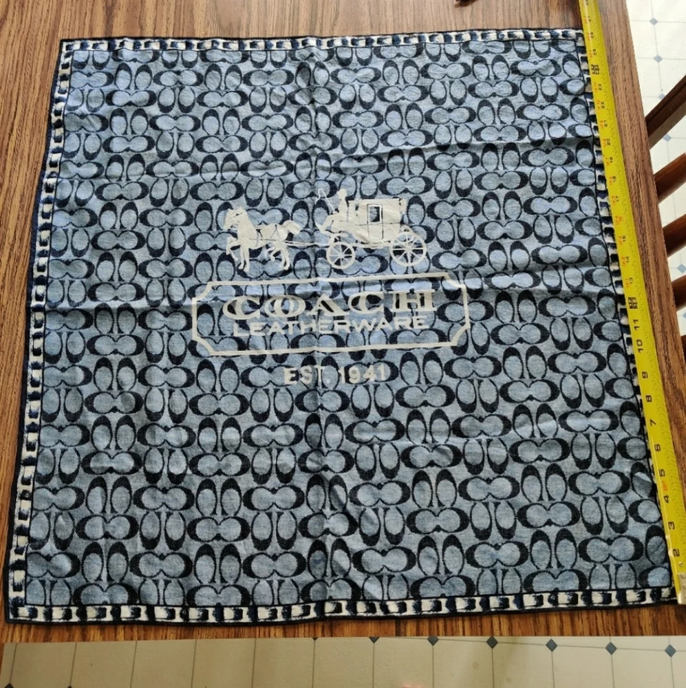 Coach Blue Horse and Carriage Logo 100% Silk 26